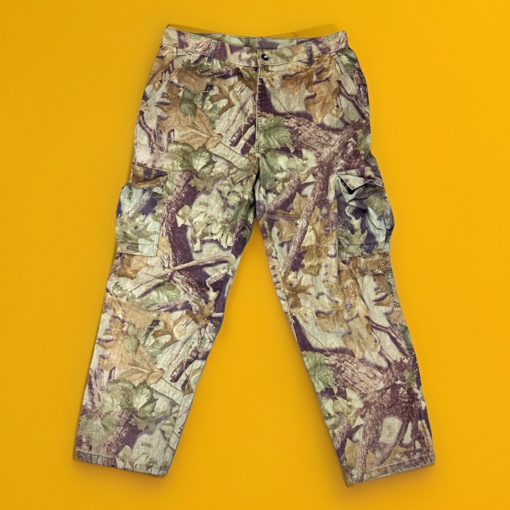Vtg 90s Ideal Pants Mens Size 36x30 Brushed Nylon‎ Baggy Camo Cargo Skater Y2K